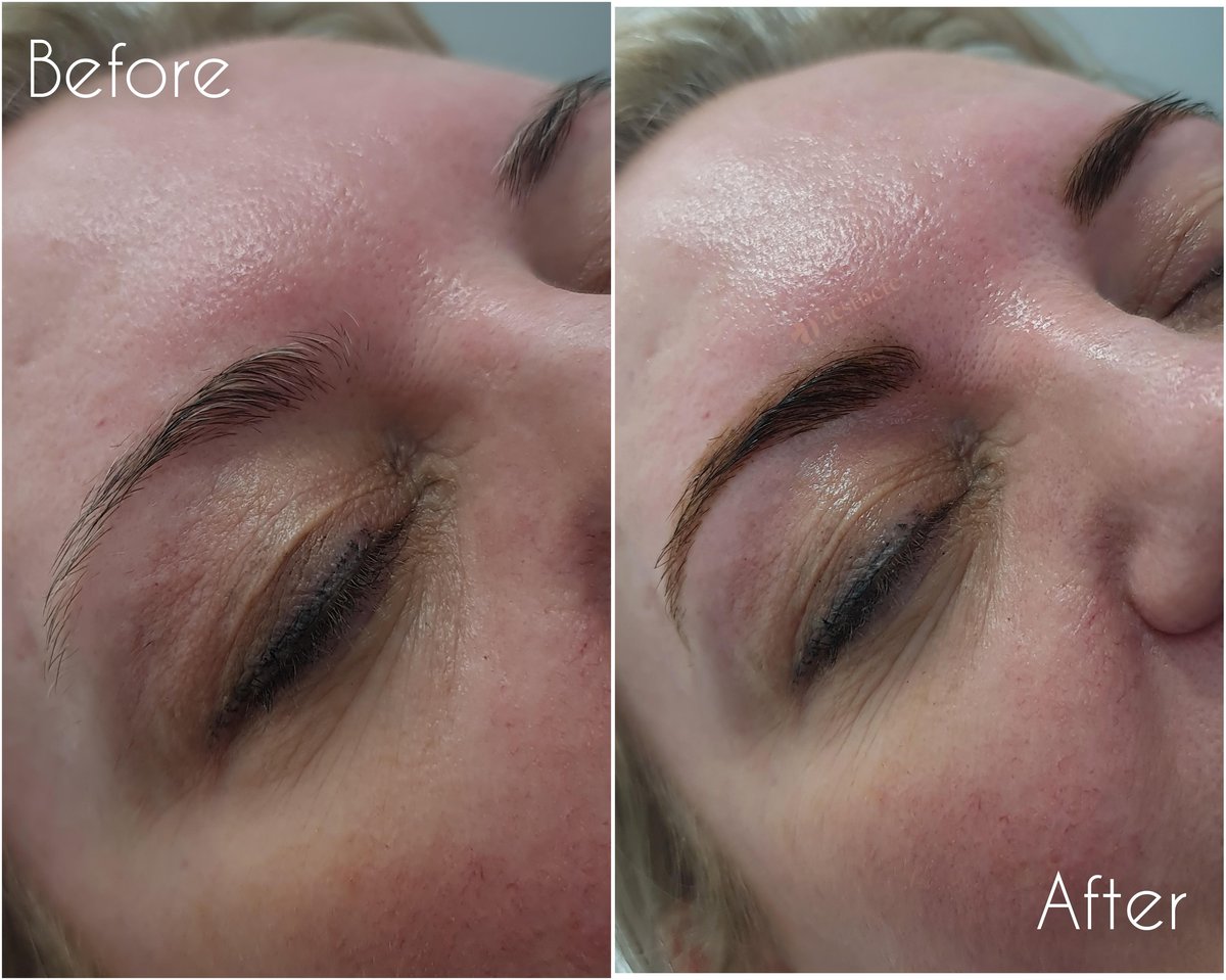 Eyebrow hybrid dye before and after at Aesthete Beauty Dundee