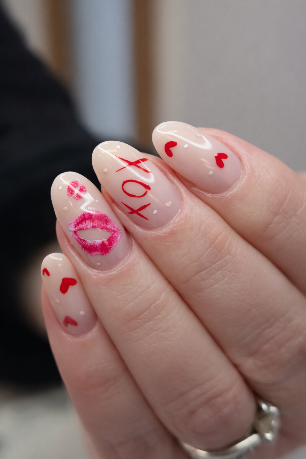 XOXO hearts nail art at Aesthete Beauty Dundee