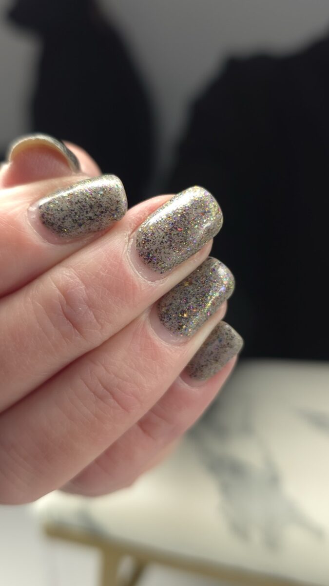 BIAB nails showing regrowth gap before infill at Aesthete Beauty Dundee