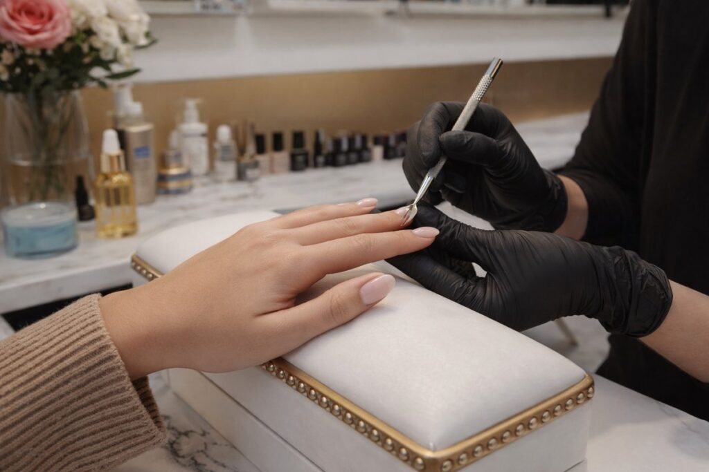 Express manicure e-file cuticle work at Aesthete Beauty Dundee