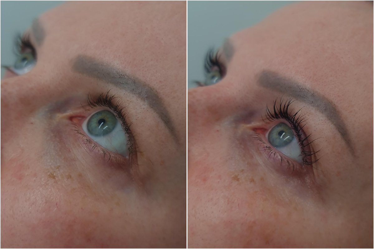 Eyelash tint before and after open eye in Dundee