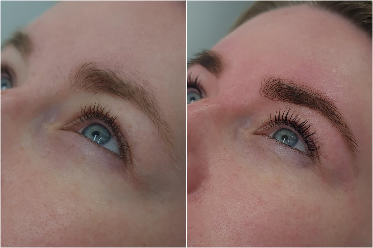 Lash lift and brow shaping before after in Dundee