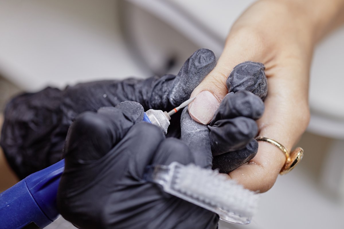 Gel nail removal with e-file at Aesthete Beauty Dundee