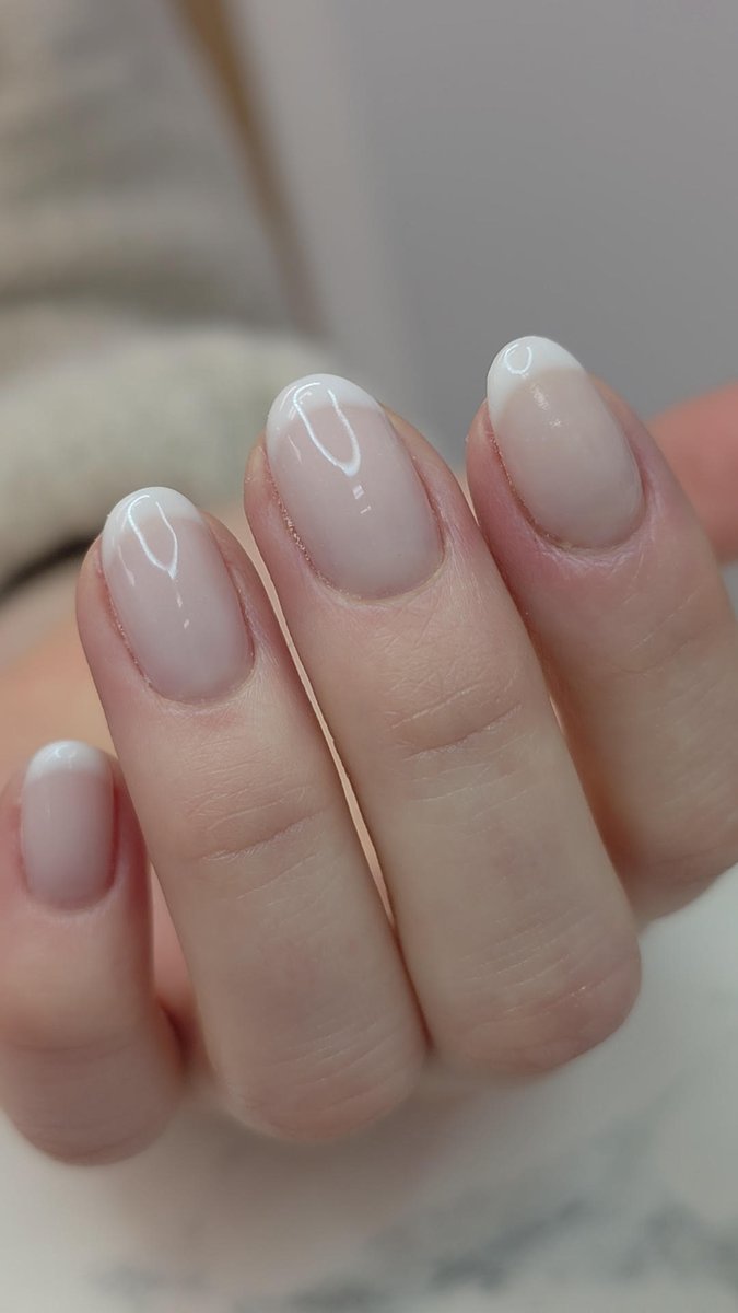 Milky ombre French manicure with BIAB natural strengthening in Dundee