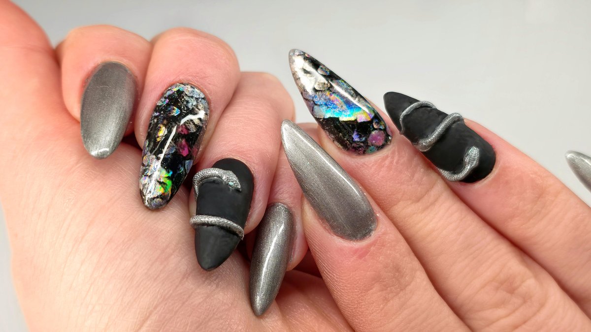 Nail extensions 3D snake art stiletto Dundee