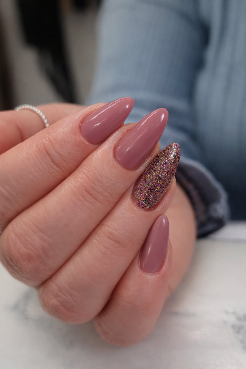 Nail extensions glitter accent Dundee