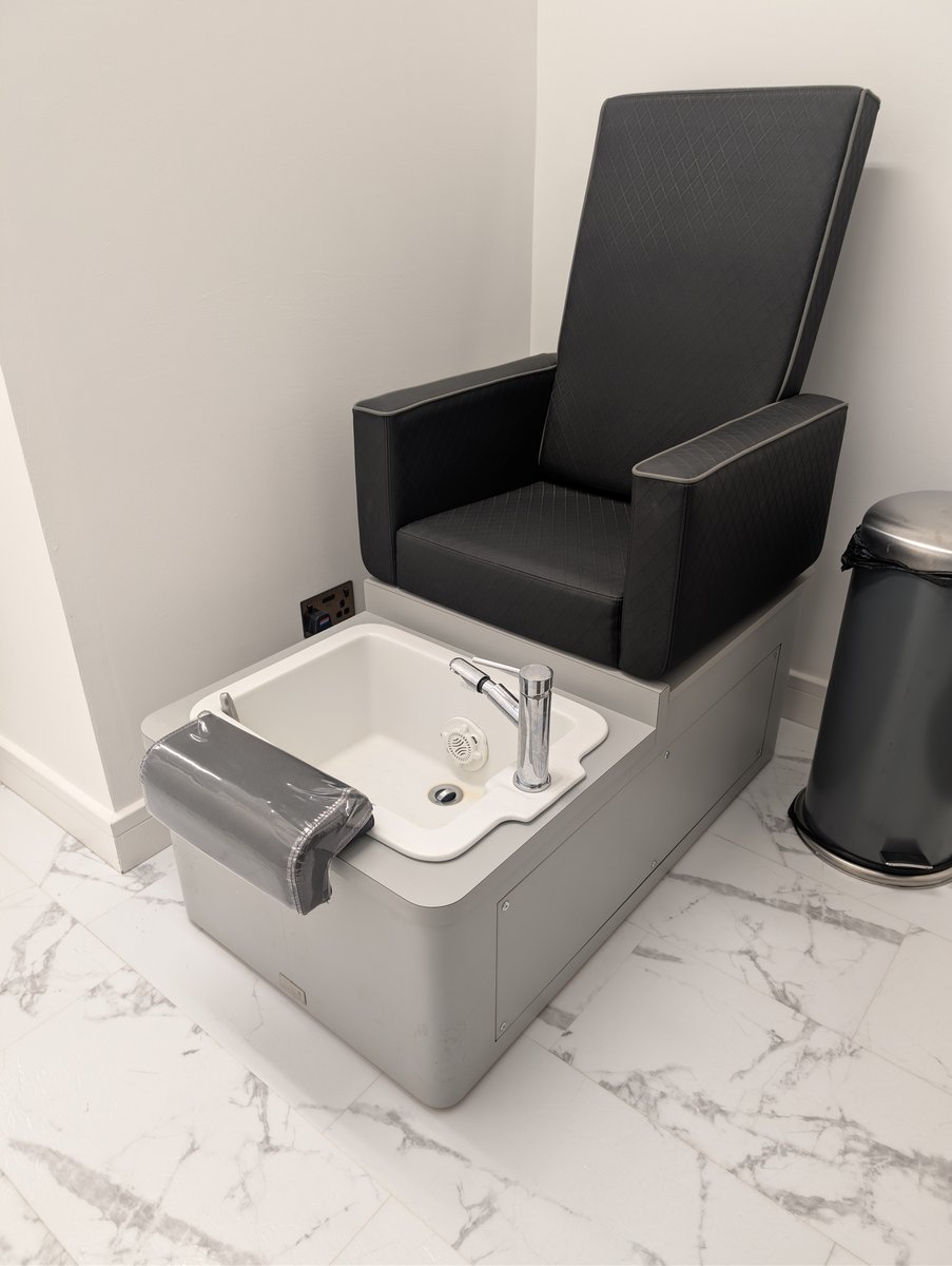 Pedicure chair with foot bath at Aesthete Beauty salon in Dundee
