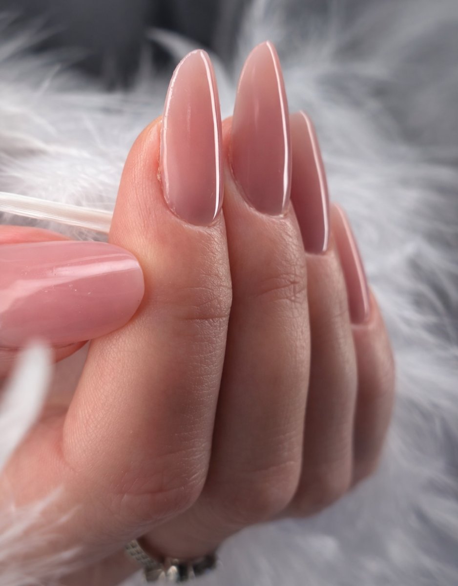 Polygel nail extensions modern almond shape at Aesthete Beauty Dundee