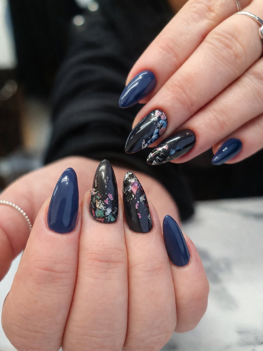 Stiletto nail extensions snakeskin foil art Dundee